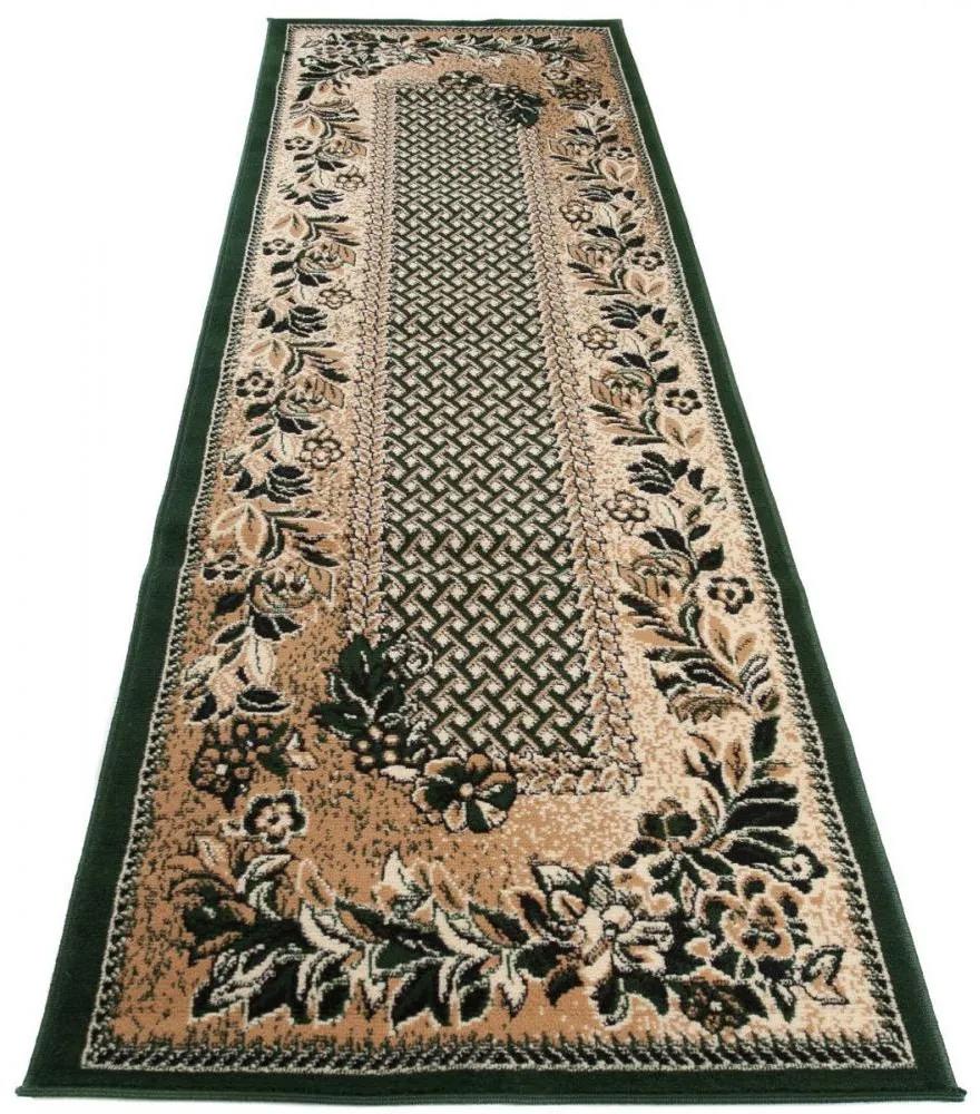 Kusový koberec PP Květiny zelený atyp 70x250cm