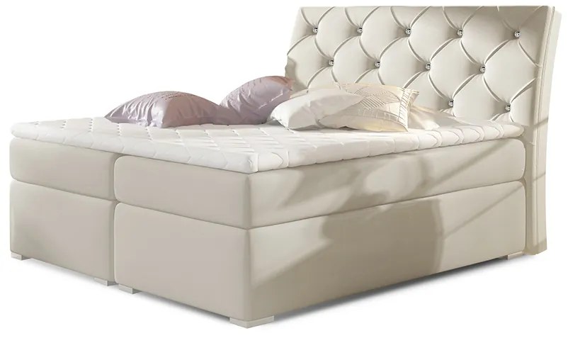 Čalúnená manželská posteľ s úložným priestorom Beneto 160 - béžová