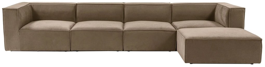 Rohová pohovka Sora s rámom zo 100% hrabového dreva 430 x 102 cm, pravá, hnedá
