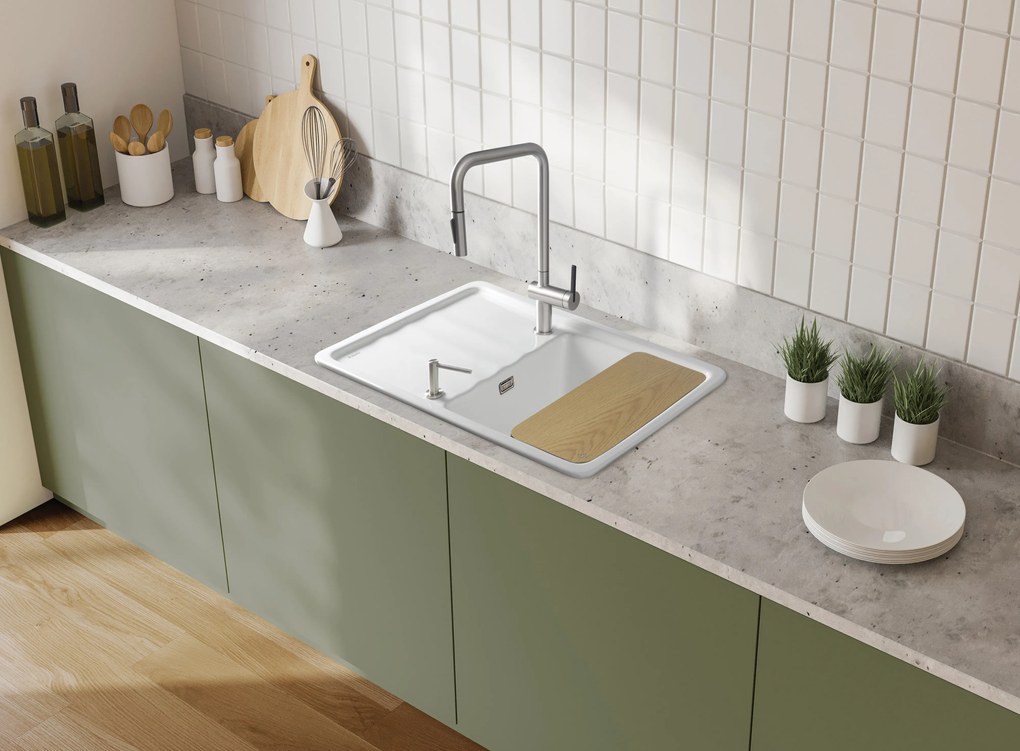 Deante Momi, keramický drez s odkvapkávačom 780x500x230 mm, biela, DEA-ZCM_6113