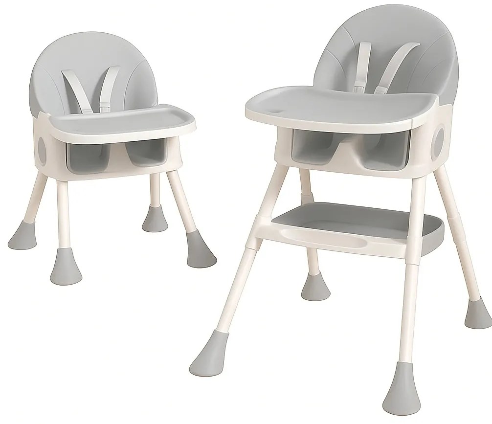 Stolička na kŕmenie KDK03 4v1 sivá + košík a kolieska ZDARMA