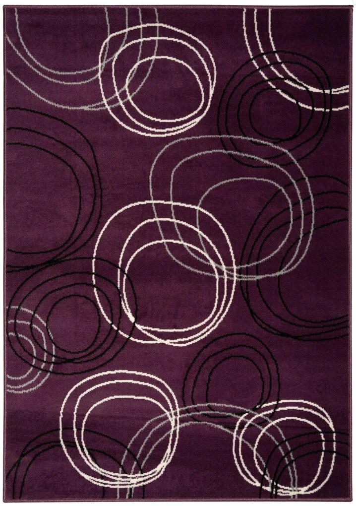 Kusový koberec Circles lila, 160x230, fialová, chodba / predsieň, Alfa Carpets