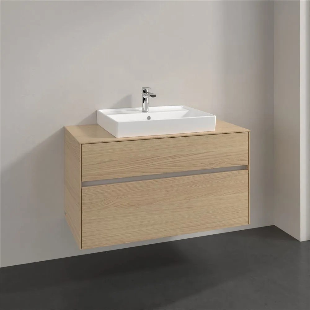 VILLEROY &amp; BOCH Collaro závesná skrinka pod umývadlo na dosku (umývadlo v strede), 2 zásuvky, 1000 x 500 x 548 mm, Nordic Oak, C01900VJ