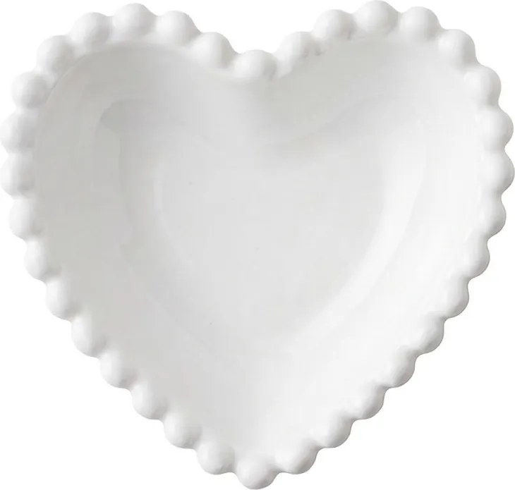 Keramická mištička v tvare srdca s perličkovým okrajom - 7 * 7 * 3 cm / 25 ml