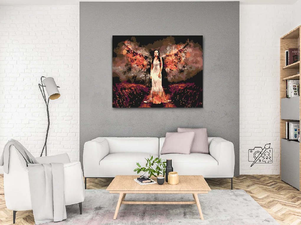 Gario Maľovanie podľa čísel Anjel v plameňoch Rozmery: 100 x 80 cm, Rámovanie: Iba zrolované plátno