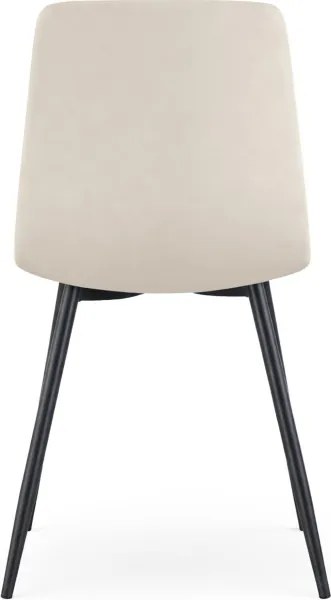 Sada šiestich jedálenských stoličiek NERO zamatové, béžové / čierne nohy (6 ks)