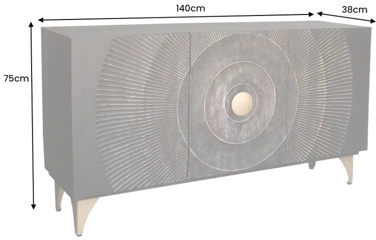Komoda Golden Sunset 140 cm z mangového dreva v čiernom prevedení