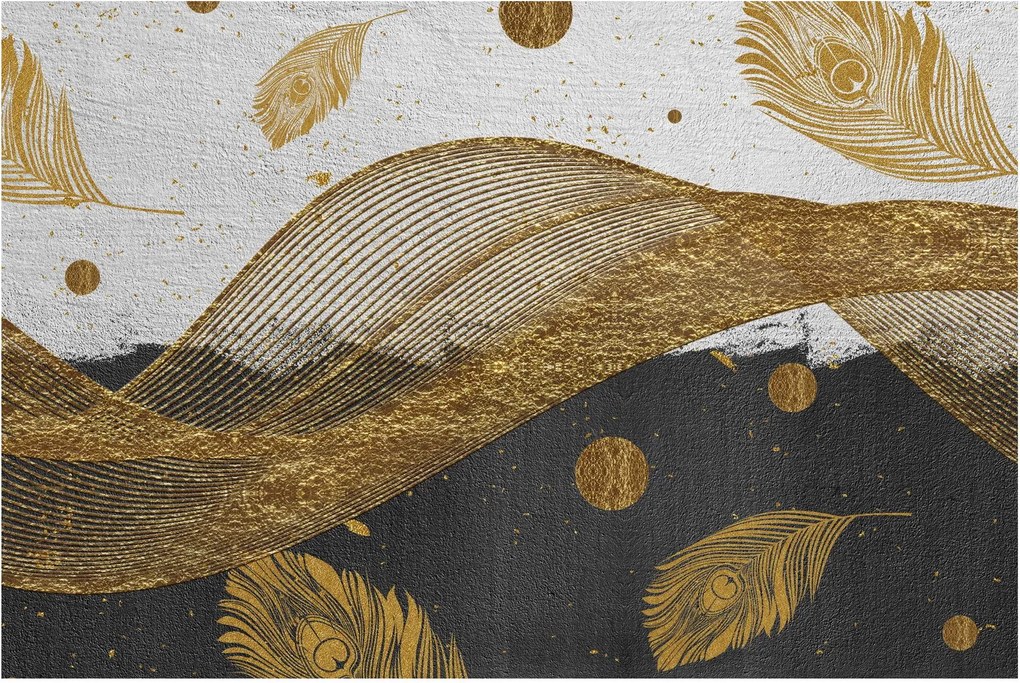 Obraz - Zlaté pierka (90x60 cm)