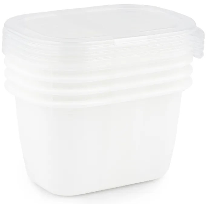 Plastové dózy do mrazničky, Rotho FREEZE, biela, sada 6 x 0,25 l (12x8x6)