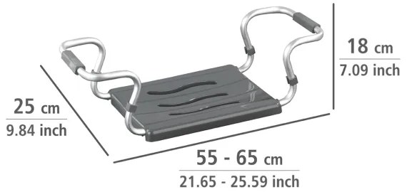 WENKO 73392500-Sedátko do kúpeľne – bezpečnosť v kúpeľni, 26x18 cm, strieborné/antracitové