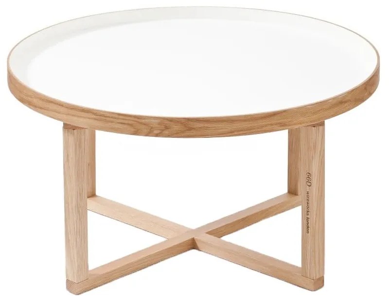 Okrúhly stolík s bielou doskou z dubového dreva Wireworks Round, Ø 66 cm