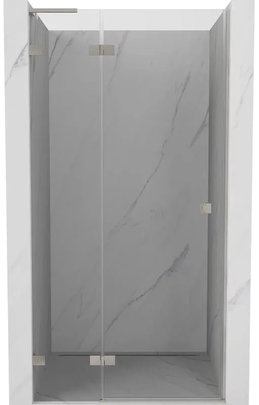 Mexen, Mexen Lunar L Otočné ľavé sprchové dvere 125 cm, transparentné, brúsený nikel - 834L-125-000-97-00-L