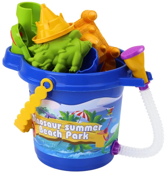 LEAN TOYS Súprava na piesok so sprchou – Dinosaurus, 6 formičiek a náradie