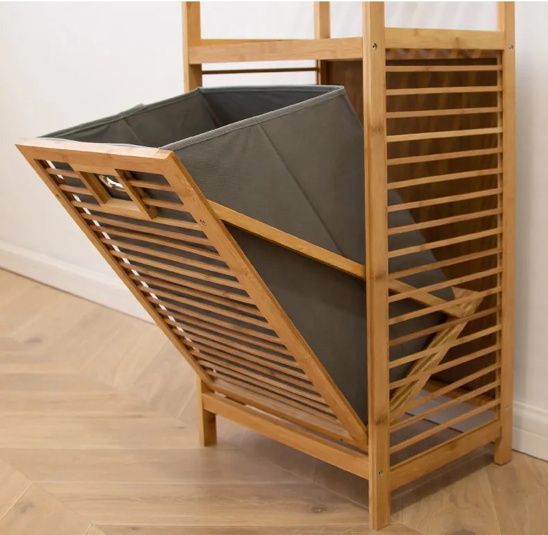 AKCIA Sivý bambusový kôš na bielizeň SOBIKON II. akosť