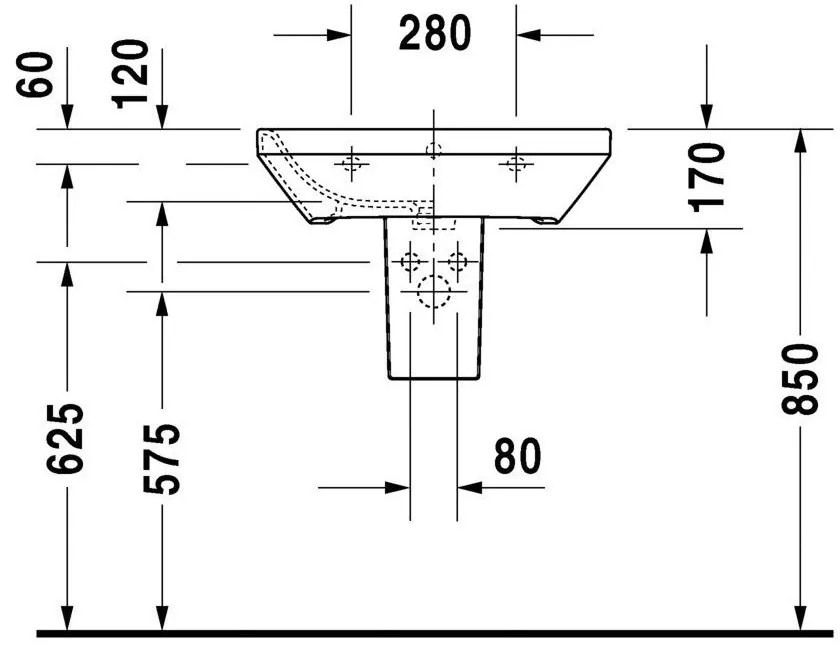 DURAVIT DuraStyle závesné umývadlo s otvorom, s prepadom, 600 mm x 440 mm, 2319600000