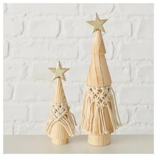 Súprava 2 vianočných dekorácií z masívneho borovicového dreva Boltze Bohio
