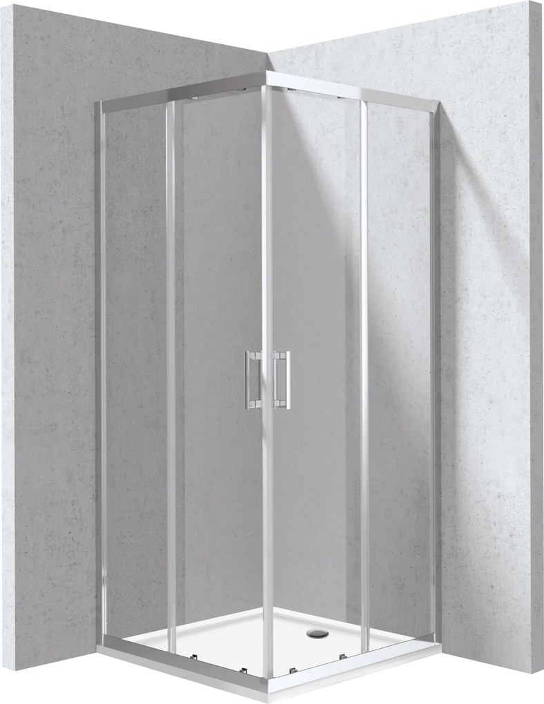 Deante Štvorcový sprchový kút Funkia Evo 80x80 cm - KYCP0088P, chróm + sprchová vanička biela