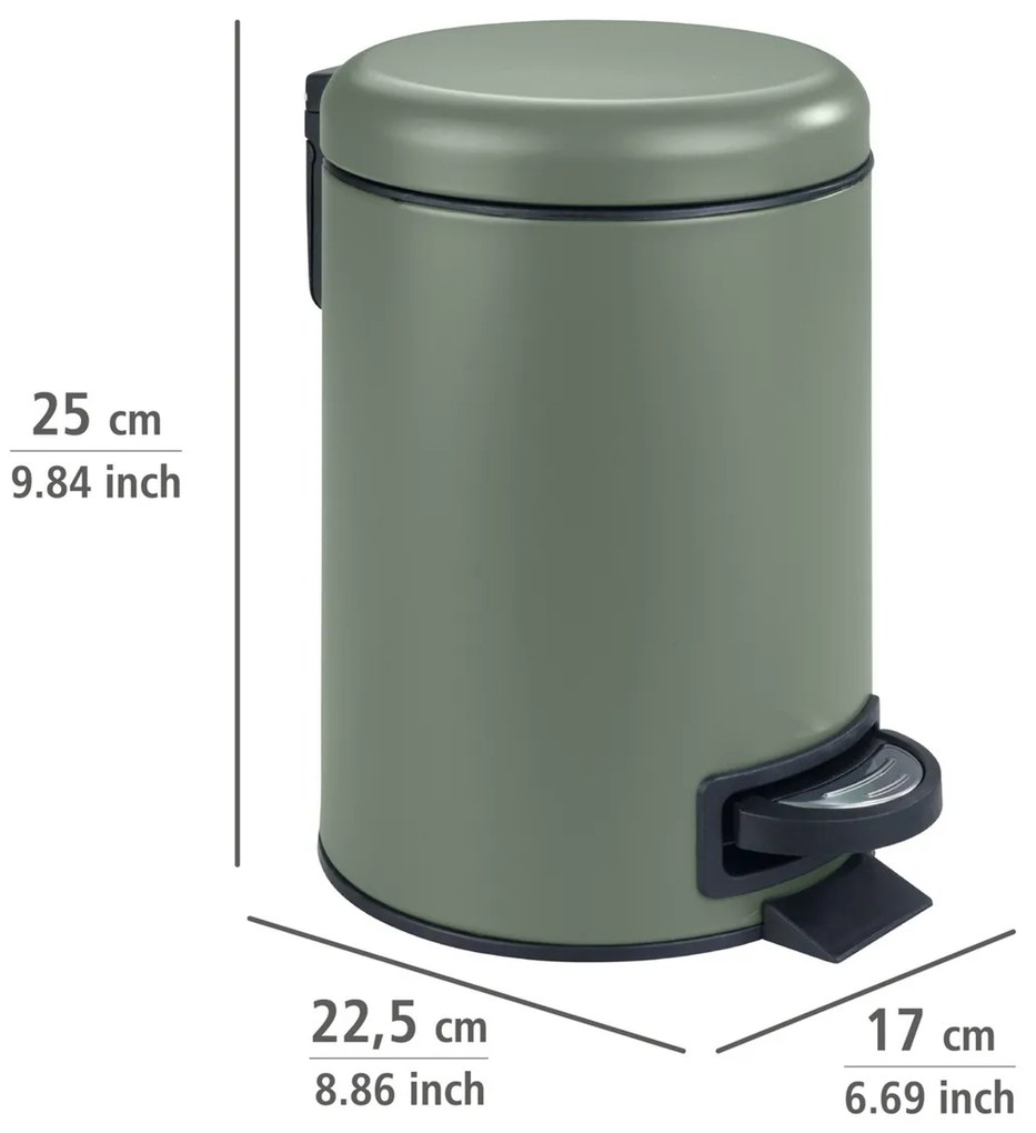 Wenko Pedálový odpadkový kôš Leman 3 l, tmavozelená, 3 l
