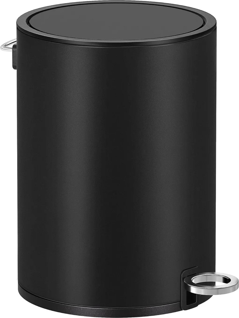 Kozmetický kôš, oceľový odpadkový kôš 3 L, mäkké zatváranie, čierny