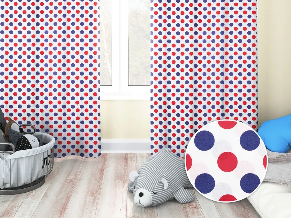 Biante Detský bavlnený záves Sandra SA-242 Červené a modré bodky 150x180 cm