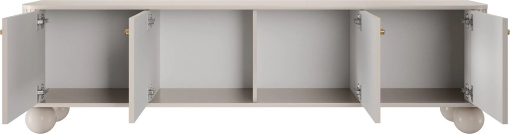 TV skrinka Vesper 4D 187 cm - kašmír / zlaté úchytky / guľové nohy