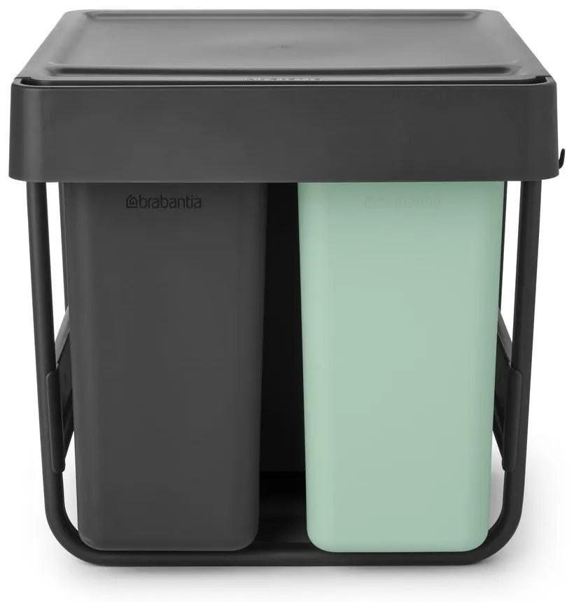 Dotykový plastový odpadkový kôš na triedený odpad v mentolovo-tmavosivej farbe 40 l Sort&amp;Go – Brabantia