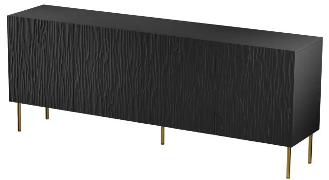 Komoda Jungle 190 cm čierna/zlatá