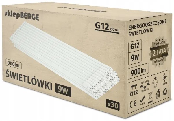 BERGE LED trubica J2 - T8 - 60cm - 9W - studená biela