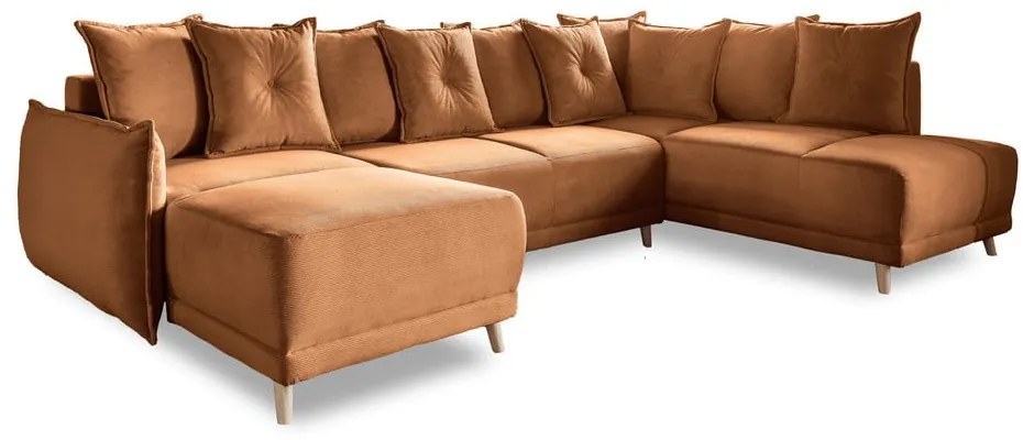 Menčestrová rozkladacia rohová pohovka v tehlovej farbe (pravý roh/do "U") Lazy Lukka – Miuform