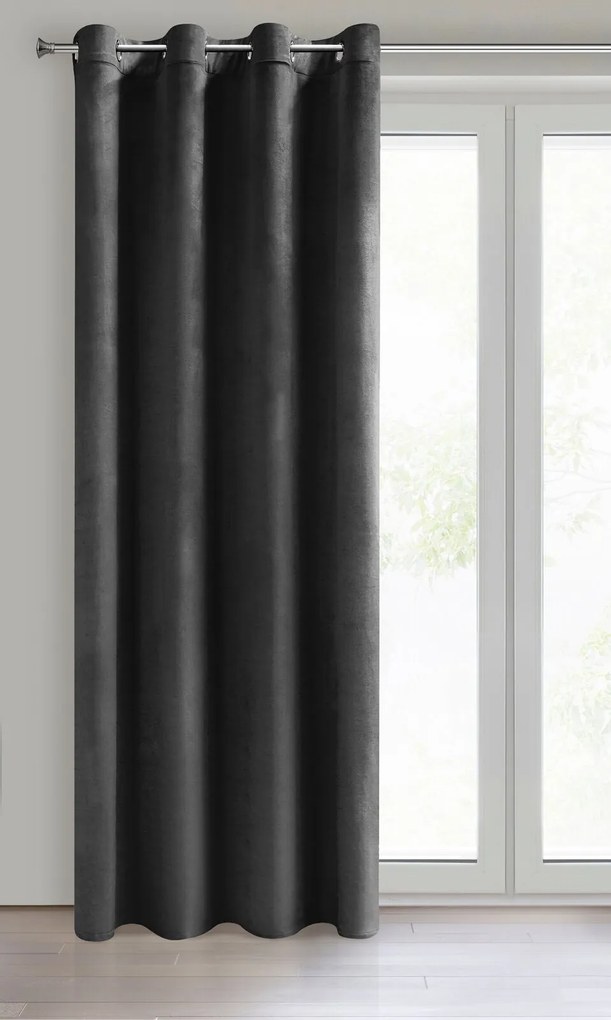 ZATEMŇOVACÍ ZÁVES NA KRÚŽKOCH MELANIE 140X250 CM ČIERNA