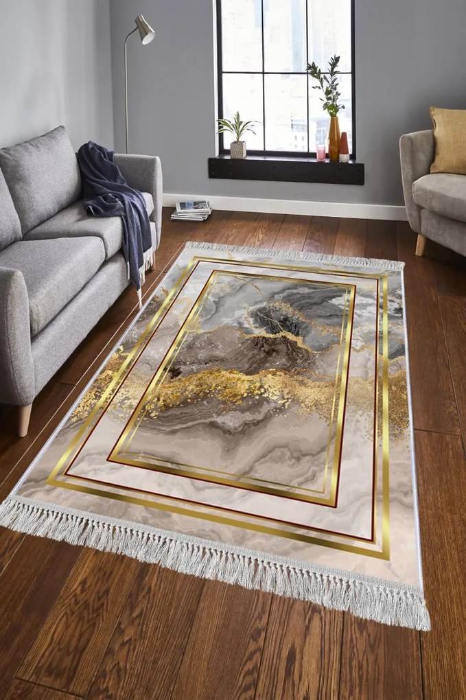 Koberec Marble Frame 180x280 cm sivý/zlatý