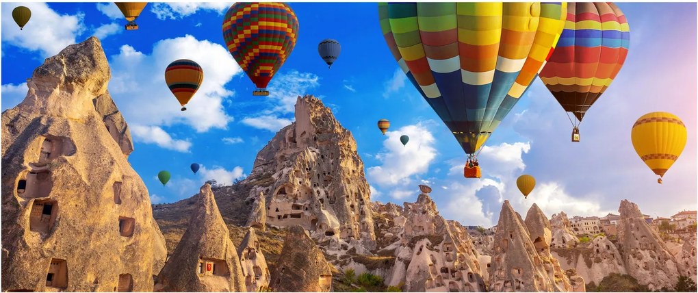 Obraz - Teplovzdušné balóny, Cappadocia, Turkey. (120x50 cm)