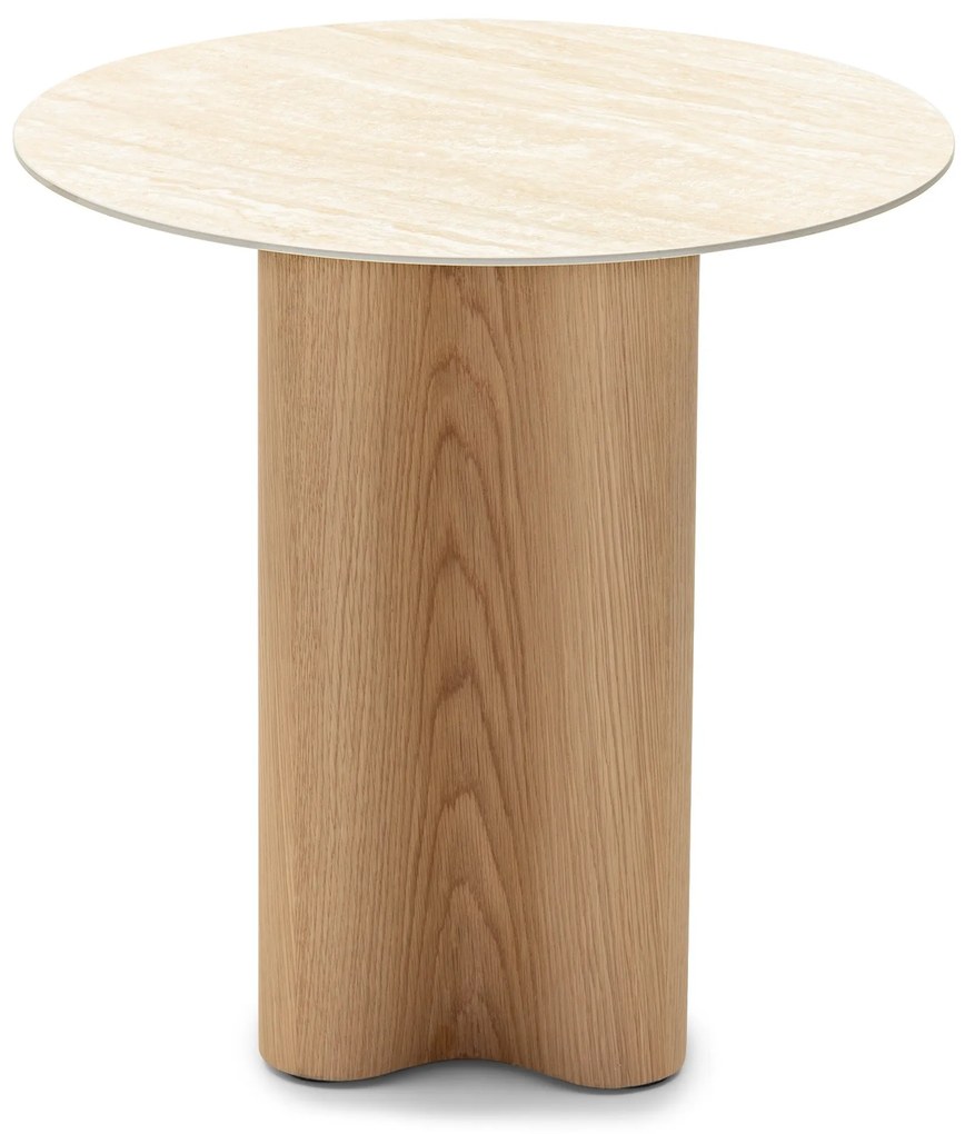 Odkládací stolek Alesund 60 cm travertin/dub přírodní