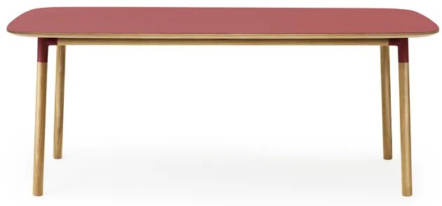 Stôl Form, obdĺžnikový, 95x200 cm – červený/dub