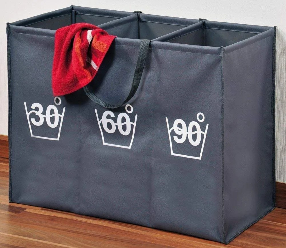 Kesper Textilný kôš na špinavú bielizeň a jej triedenie 30/60/90 s úchytmi na jednoduchý prenos