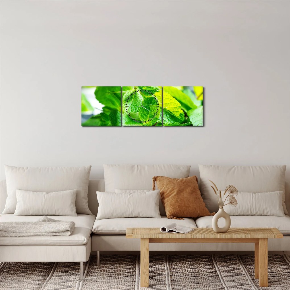 Obraz mäty (s hodinami) (90x30 cm)