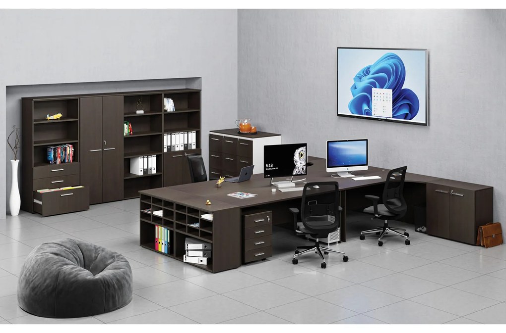 Kancelársky písací stôl rovný PRIMO WOOD, 1600 x 800 mm, wenge