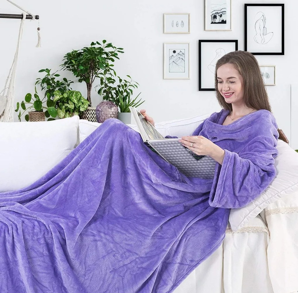 Deka s rukávmi DecoKing Lazy orgovánová, velikost 170x200