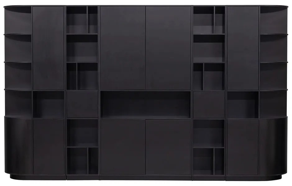 Čierna modulárna knižnica z borovicového dreva 346x210 cm Finca – WOOOD