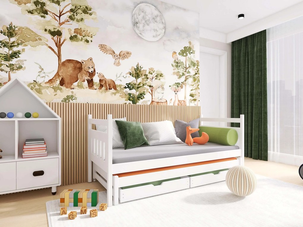 Detská posteľ 90 x 200 cm DANNY (s roštom a úl. priestorom) (biela). Vlastná spoľahlivá doprava až k Vám domov. 1013121