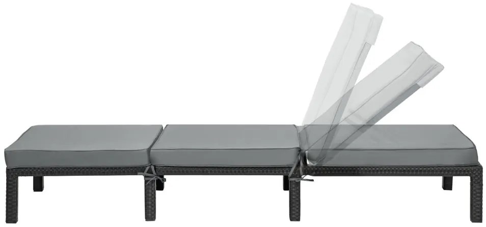 Polohovateľné ratanové lehátko BestBerg BBRF-1140BL / čierna/sivá