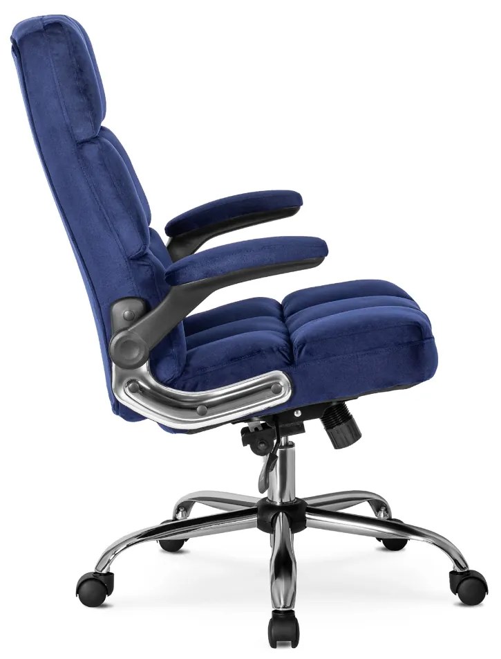 Vintino kancelárska otočná stolička JACOB s chrómovými nohami modrá velúrová zamatová