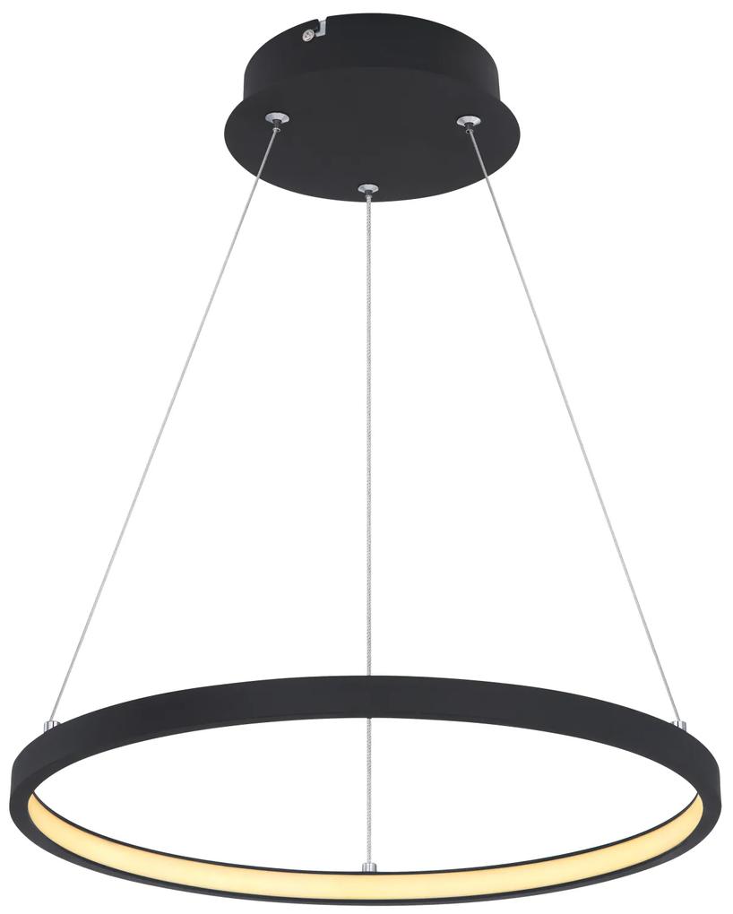 GLOBO Závesné designové LED osvetlenie RALPH, 19W, teplá biela, 38,5 cm, čierne