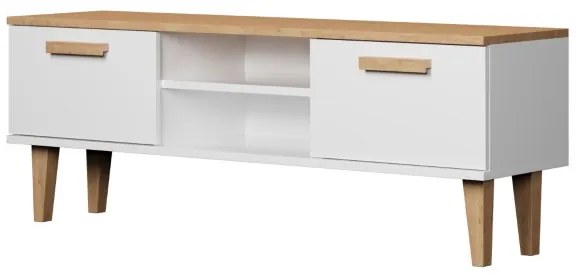 TV stolík DENVER 120 cm biely/dub hickory