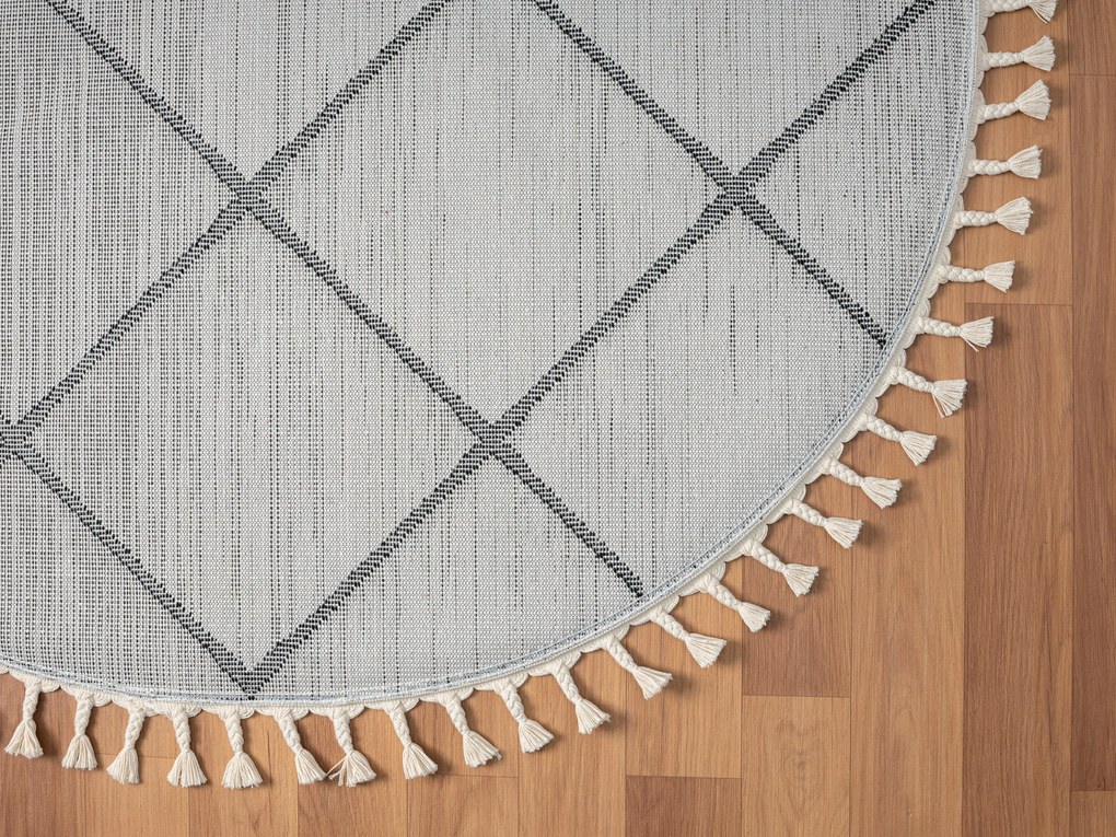 My Flair, Kusový koberec Moroccan Vision weiß kruh, 190x190 (průměr) kruh, čiernobiela, obývacia izba