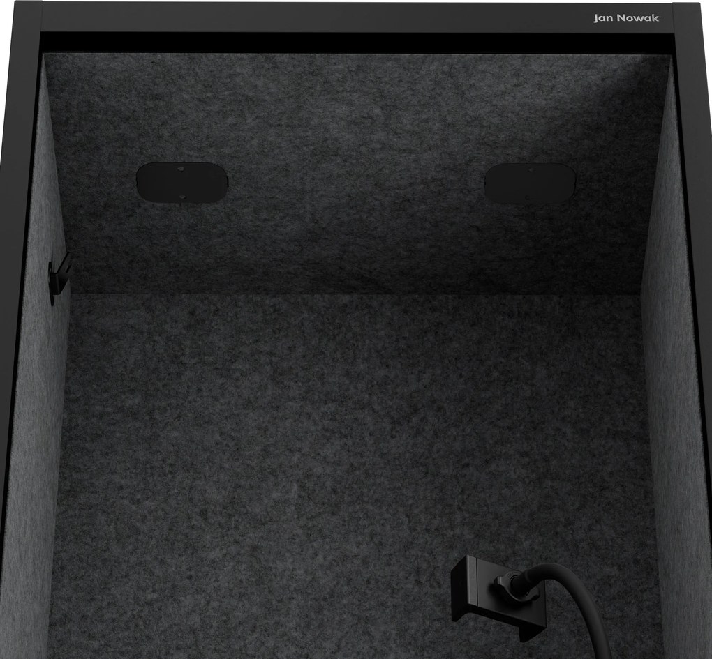 Akustická kabína SALLY MentalBox 600 mm – čierny korpus, tmavosivé sedadlo