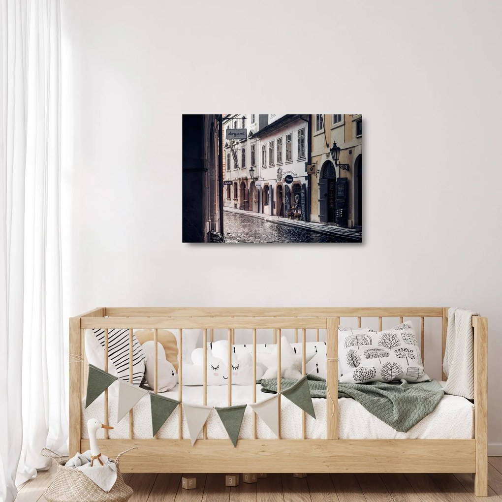Sklenený obraz - Pražská ulička (70x50 cm)