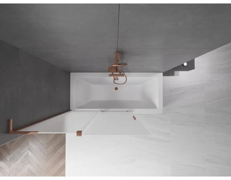 Mexen Velar L, 2-krídlová posuvná vaňová zástena 120 x 150 cm, 8mm sklo námraza, ružové zlato, 896-120-003-31-60