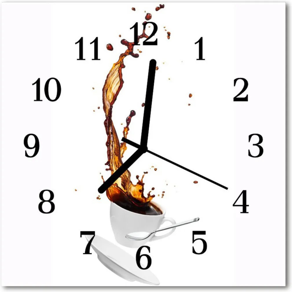 Nástenné sklenené hodiny  káva