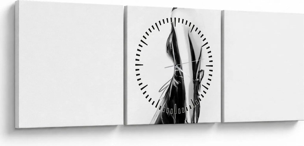 Obraz - Módne ilustrácie (s hodinami) (90x30 cm)
